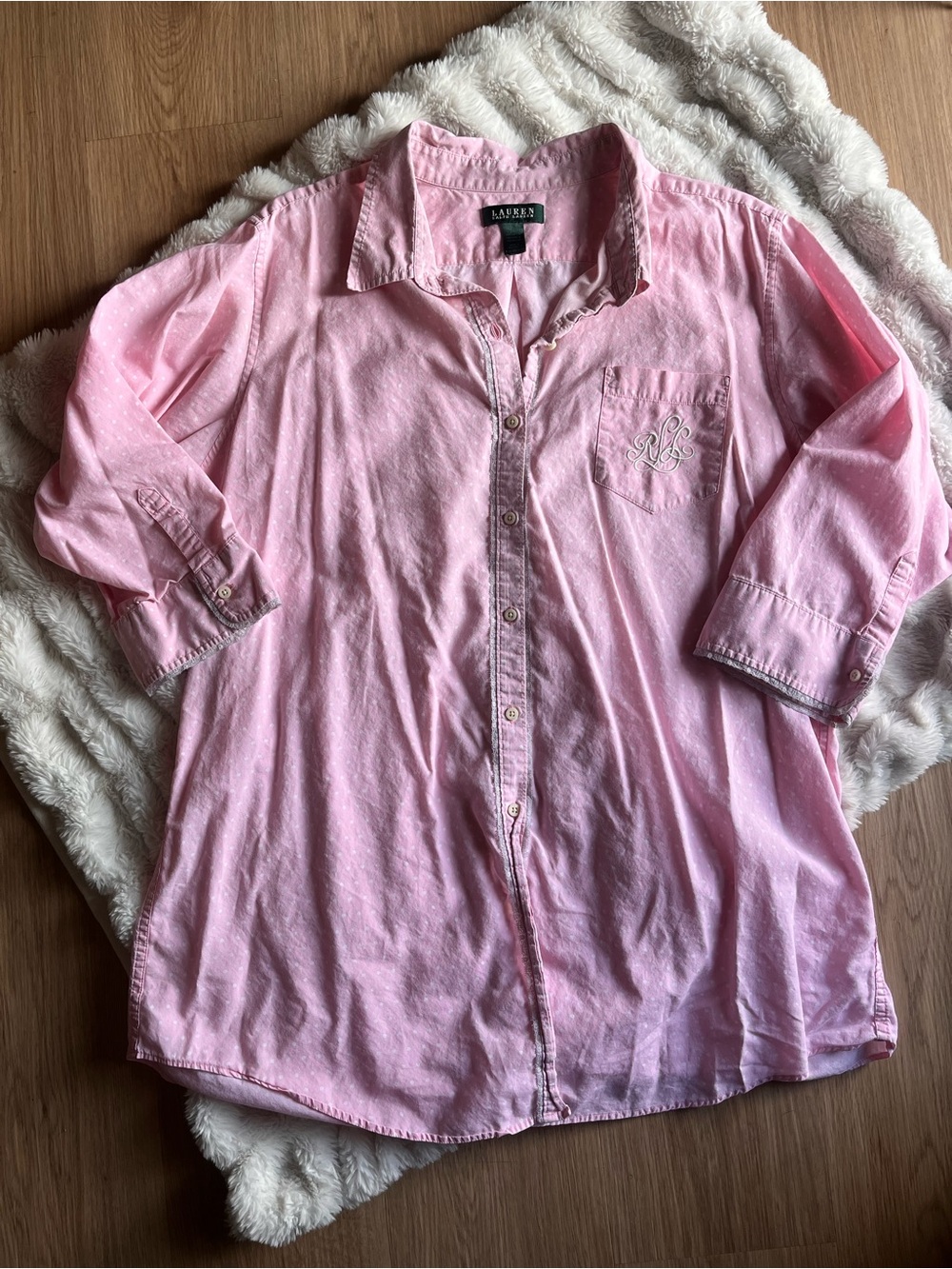 Lauren Ralph Lauren Light Pink Button-Down Tunic Shirt